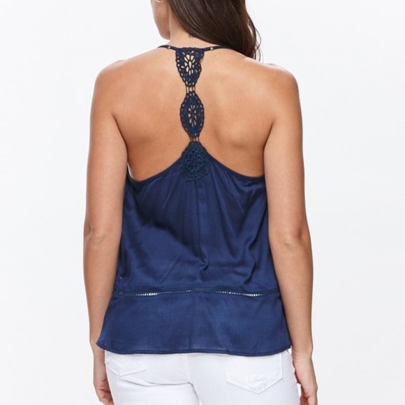 Dani - Navy Blue Crotchet Halter Tank Top - Picture 5 of 5